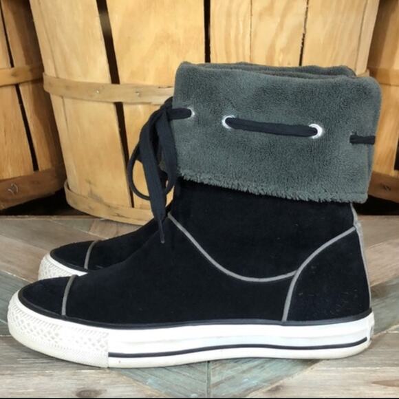 Converse Andover High Black Suede Fleece Lined Hi Sneaker Boots Womens Size 7 - Picture 2 of 10